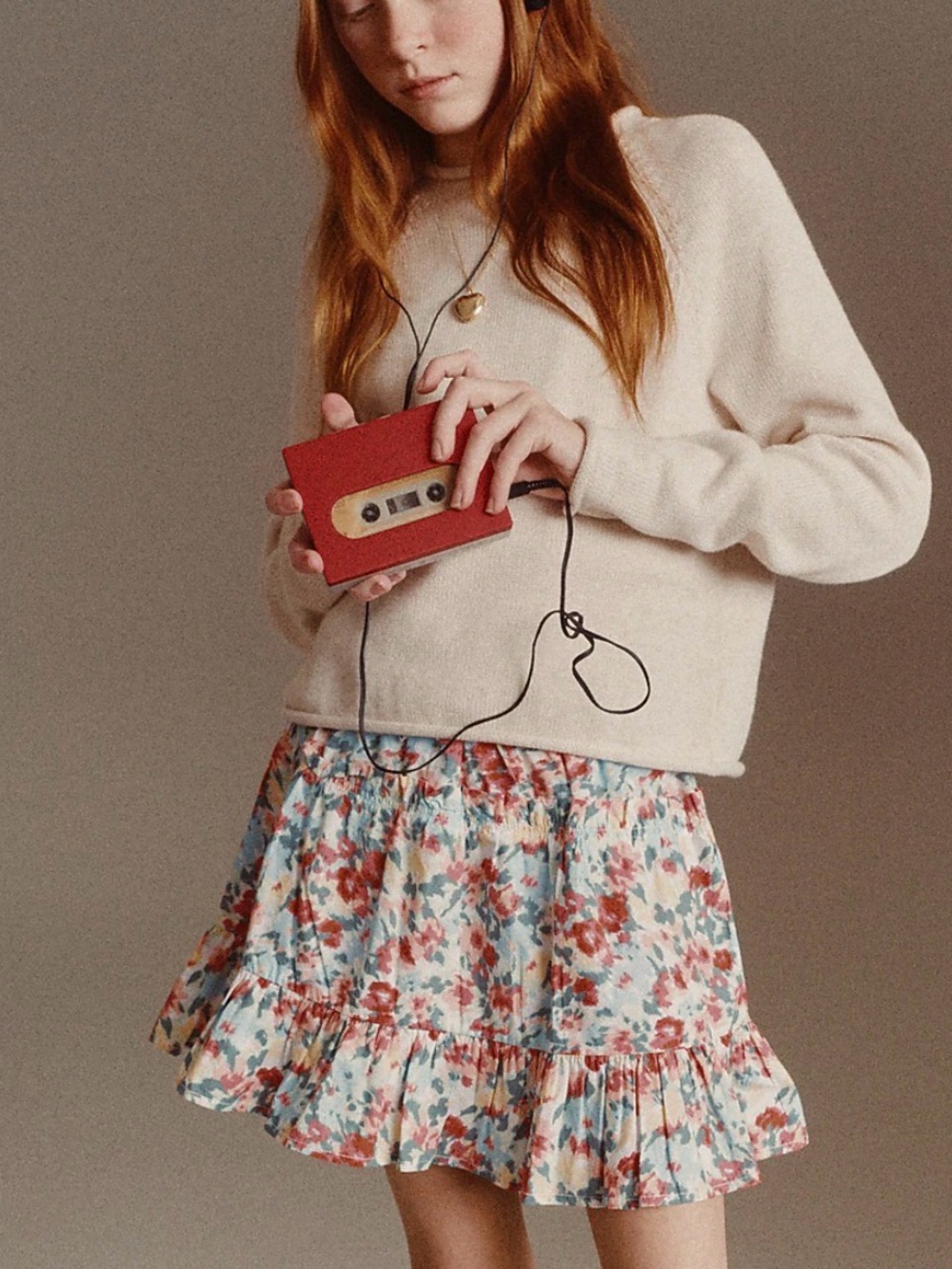 Abercrombie Floral Ruffle Mini Skort short under Skirt in Blue and Red